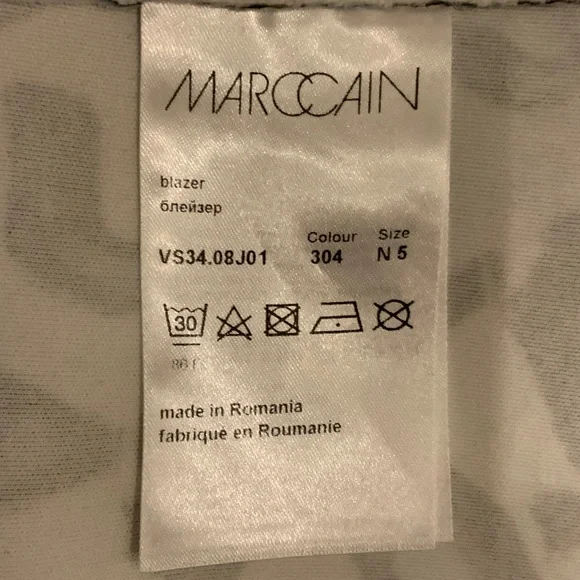 Marc Cain Women's Ice blue with Neon Green and Black Patterned Blazer N5 / US 10 - Picture 4 of 8